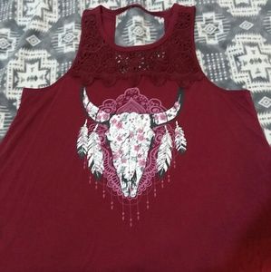 Dark red boho tanktop